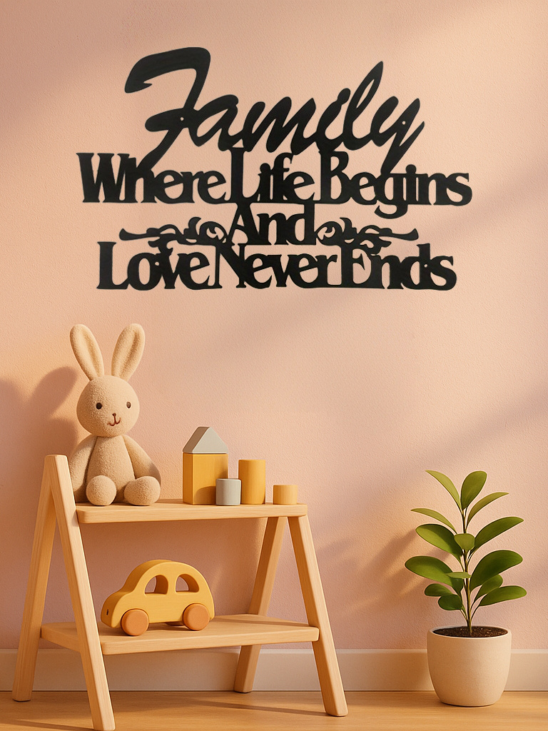 Where Life Begins, Love Never Ends Vintage Metal Wall Sign - Imagen 2
