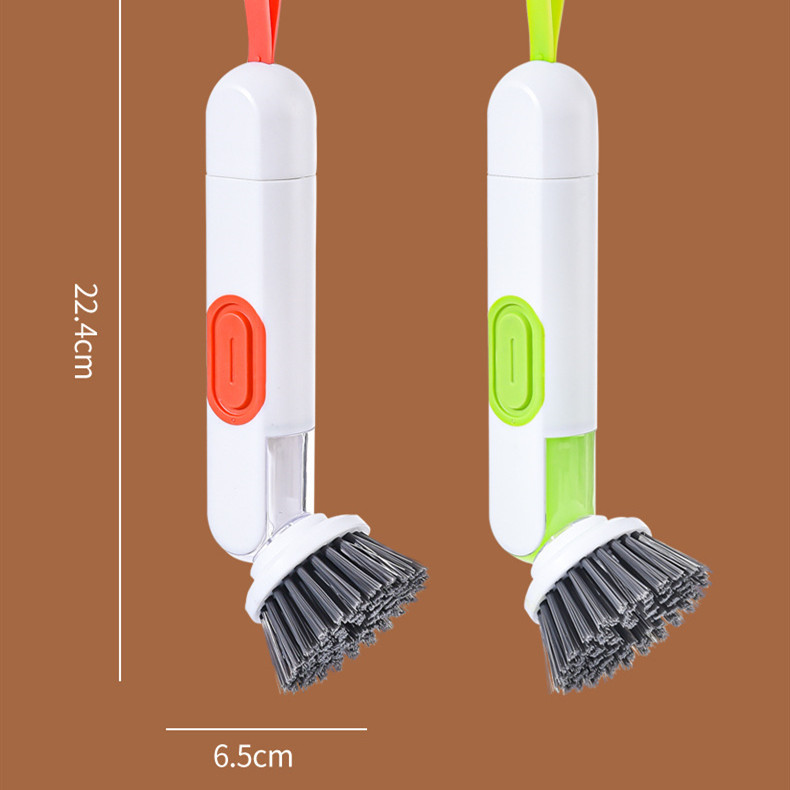 Multi-Functional Long-Handle Liquid-Filled Cleaning Brush Washing Up Brushes With Liquid Dispenser Two Replacement Heads For Kitchen Cleaning Brush Gadgets - Imagen 5