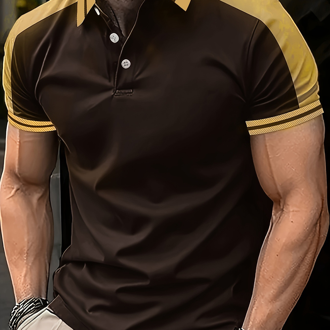 Summer Mens Ice-silk Polo Shirt With Ink-wash Print And Short Sleeves - Imagen 3