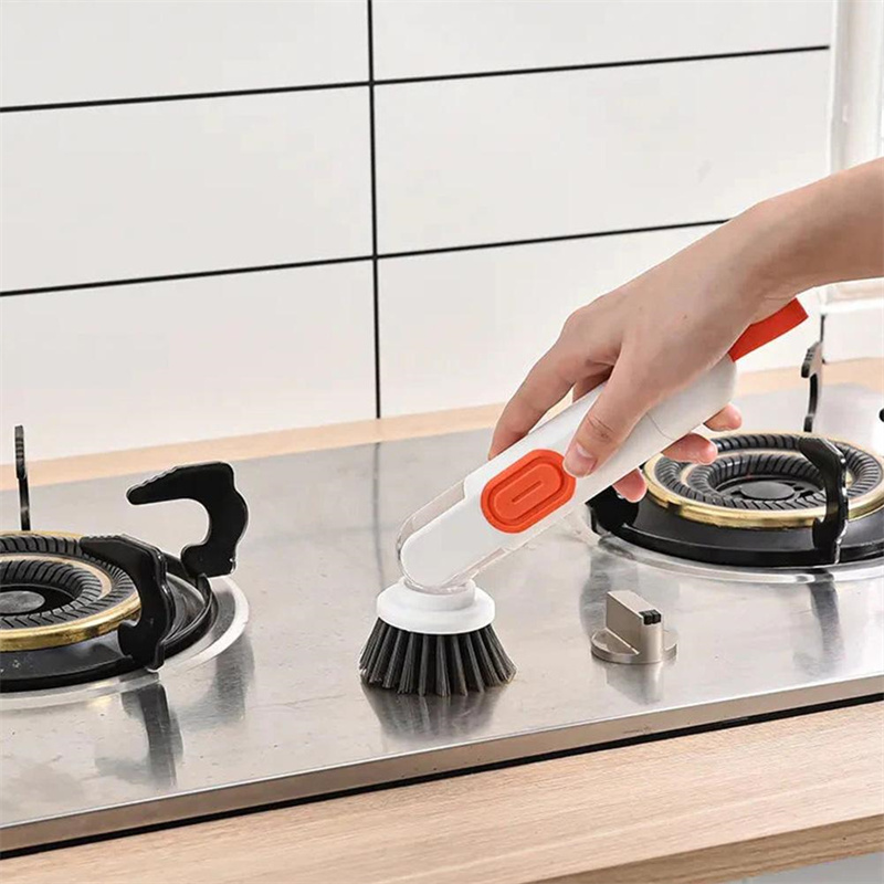 Multi-Functional Long-Handle Liquid-Filled Cleaning Brush Washing Up Brushes With Liquid Dispenser Two Replacement Heads For Kitchen Cleaning Brush Gadgets - Imagen 6