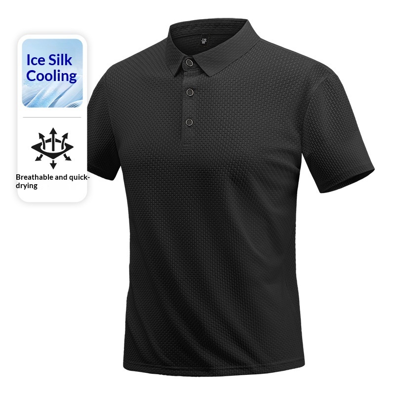 Summer New Solid-color High-end Short-sleeve Breathable Ice-silk T-shirt - Imagen 6