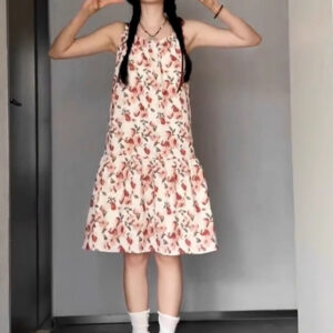 Women's Fashionable Slim-fit Floral Print Slip Dress