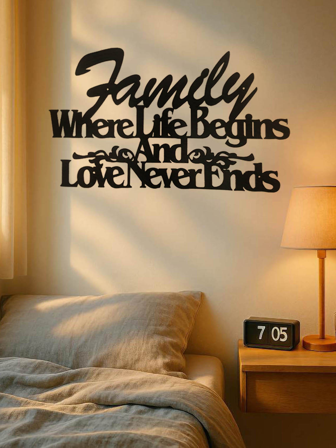 Where Life Begins, Love Never Ends Vintage Metal Wall Sign - Imagen 3