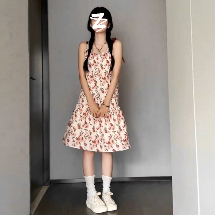 Women's Fashionable Slim-fit Floral Print Slip Dress - Imagen 4