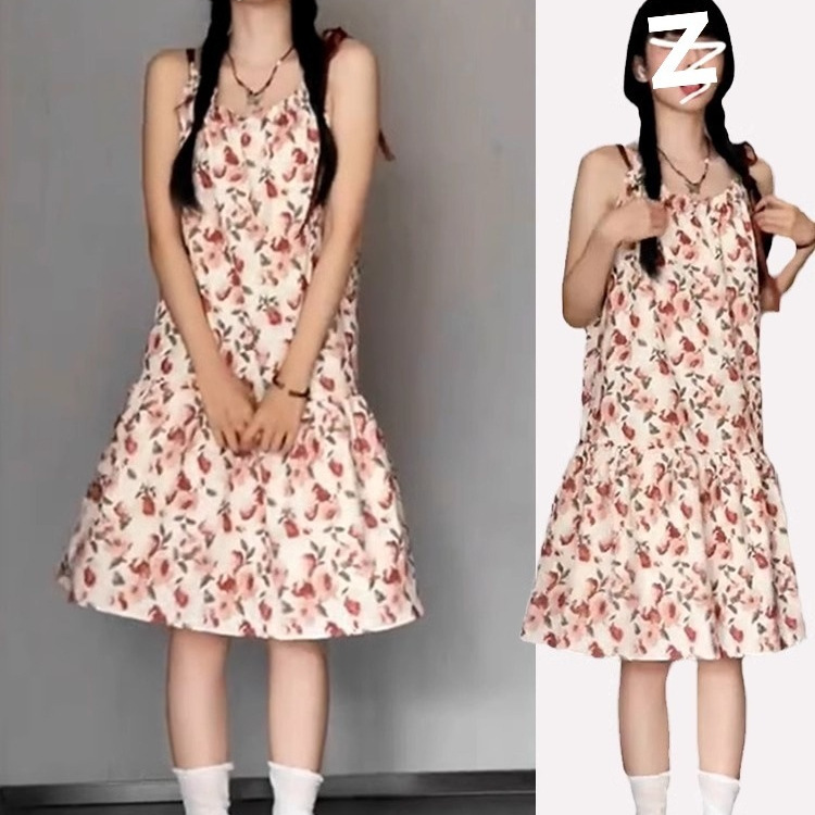 Women's Fashionable Slim-fit Floral Print Slip Dress - Imagen 5
