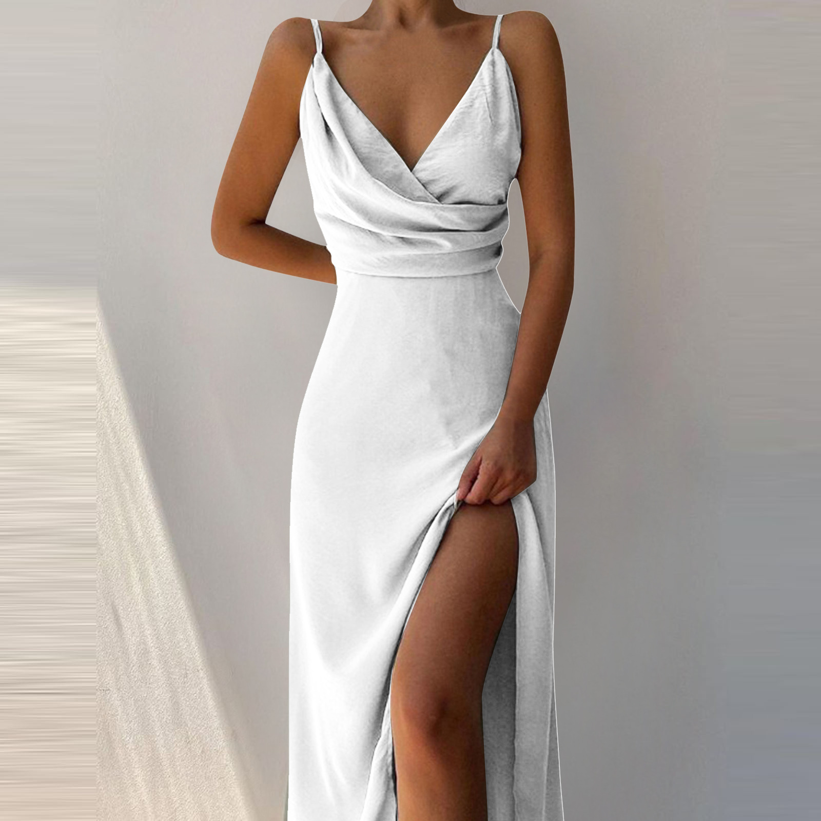 V-neck Slit Sling Dress Summer Fashion Sexy Slim Suspender Dresses For Women Clothing - Imagen 8