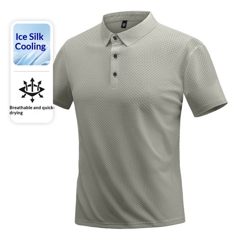 Summer New Solid-color High-end Short-sleeve Breathable Ice-silk T-shirt - Imagen 3