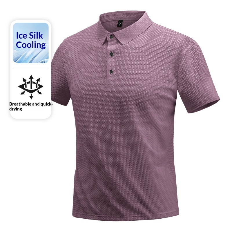Summer New Solid-color High-end Short-sleeve Breathable Ice-silk T-shirt - Imagen 2