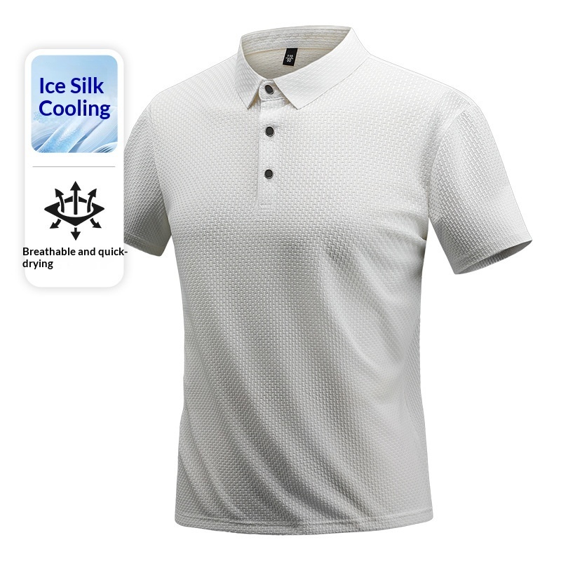 Summer New Solid-color High-end Short-sleeve Breathable Ice-silk T-shirt - Imagen 9