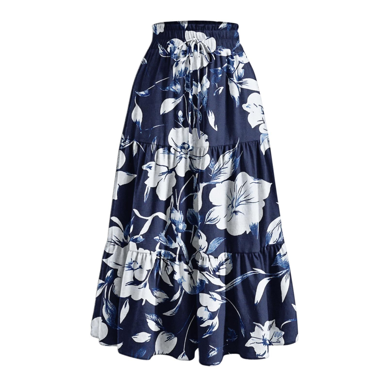 Printed Pocket-Patch Elastic-Waist Drawstring Skirt - Imagen 2