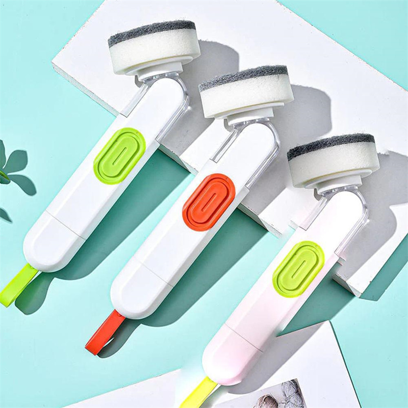 Multi-Functional Long-Handle Liquid-Filled Cleaning Brush Washing Up Brushes With Liquid Dispenser Two Replacement Heads For Kitchen Cleaning Brush Gadgets - Imagen 7