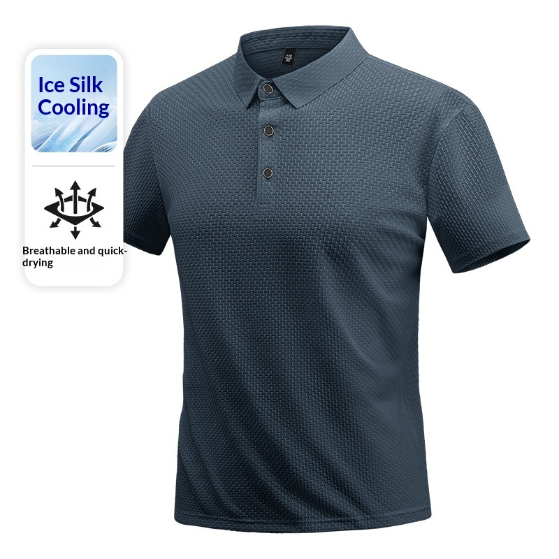 Summer New Solid-color High-end Short-sleeve Breathable Ice-silk T-shirt - Imagen 4