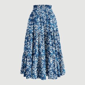 Printed Pocket-Patch Elastic-Waist Drawstring Skirt
