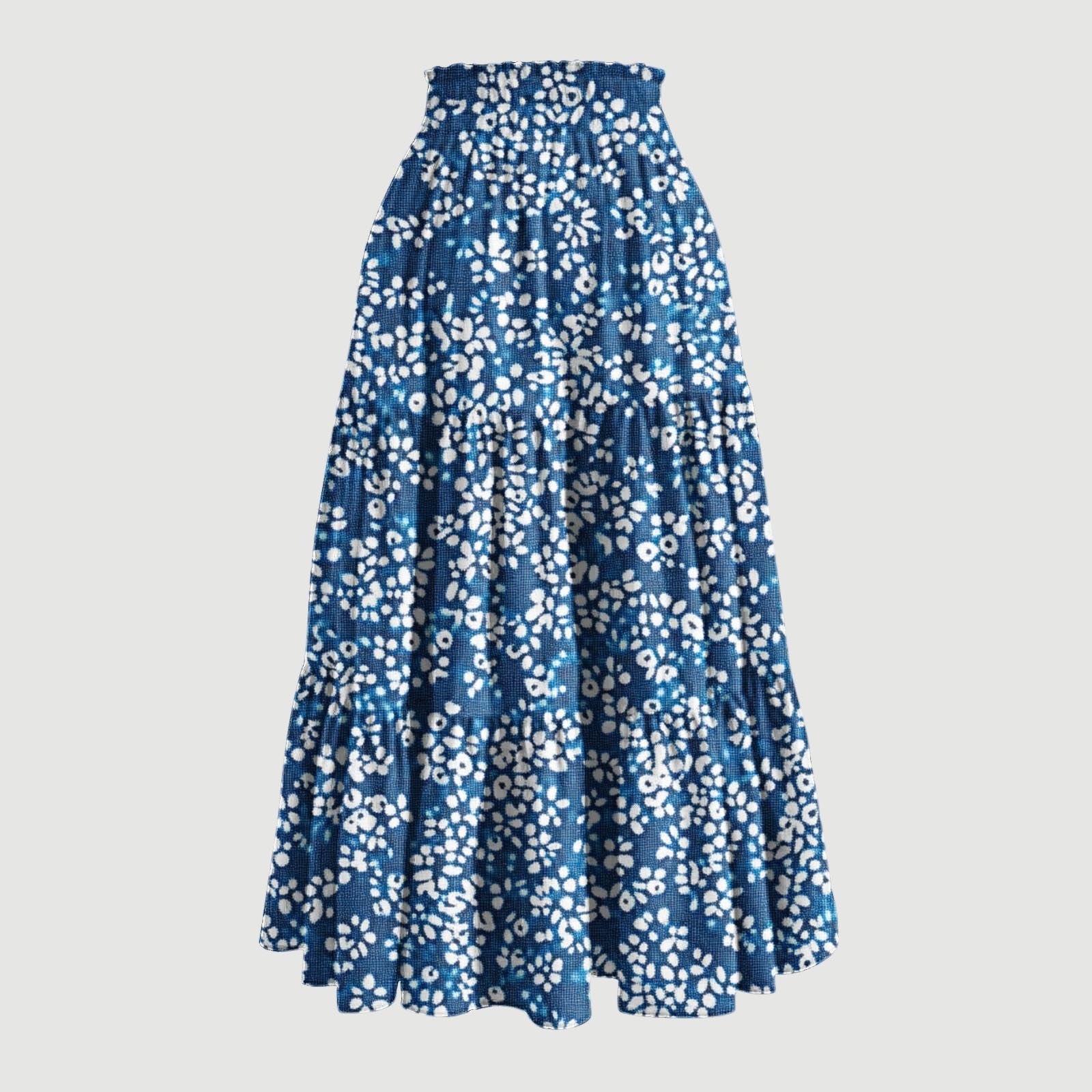 Printed Pocket-Patch Elastic-Waist Drawstring Skirt