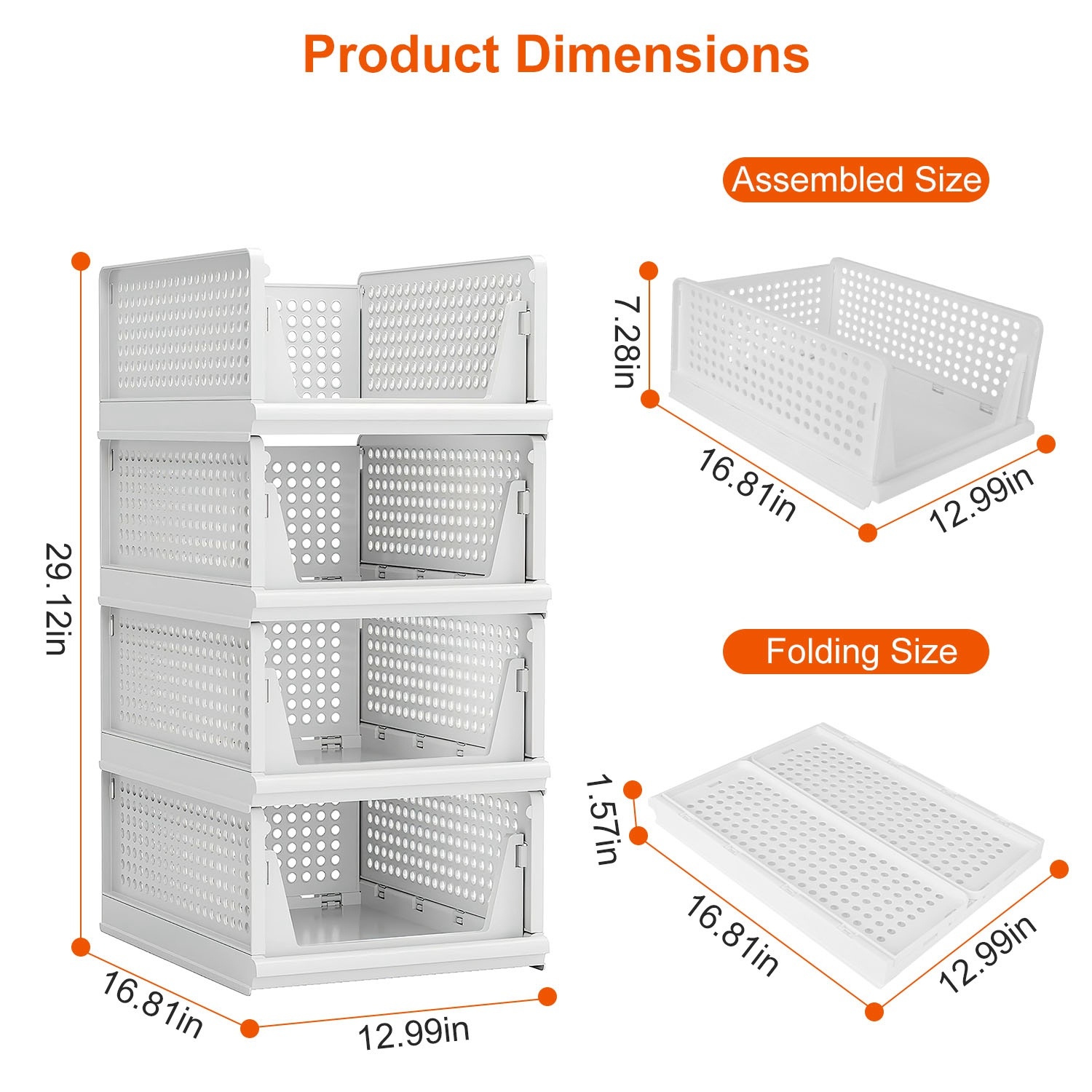 4 Packs Plastic Storage Box With Slide Rail Stackable For Living Room Bedroom Wardrobe Fedex Shipping - Imagen 3