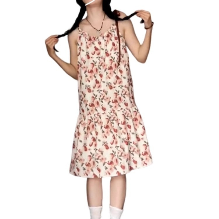 Women's Fashionable Slim-fit Floral Print Slip Dress - Imagen 3