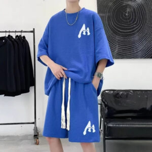 Versatile Solid-Color Casual Short-Sleeve Top And Shorts Set