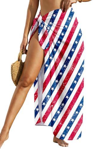 Women's Swimwear Transparent Sheer Cover-Up High-Slit One-Size Swim Dress Summer Floral Print Chiffon - Imagen 24