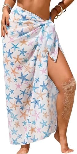 Women's Swimwear Transparent Sheer Cover-Up High-Slit One-Size Swim Dress Summer Floral Print Chiffon - Imagen 10